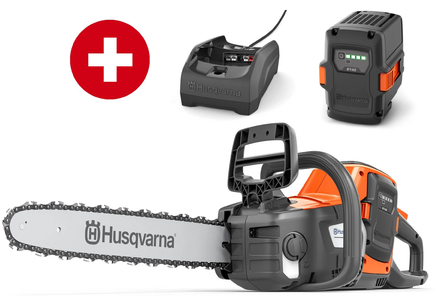 Husqvarna Akku-Motorsäge 240i mit Akku B140 und Ladegerät C80