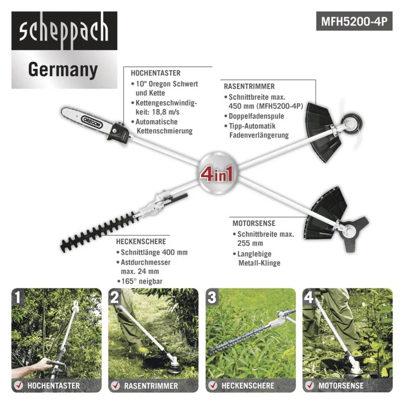 Scheppach Benzin-4 in 1 Multigartengerät MFH5200-4P - Image 6